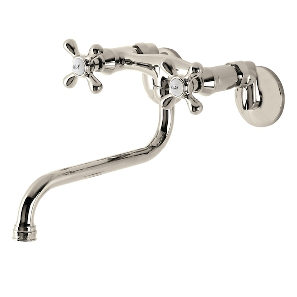 KS215PN Kingston Two Handle Wall Mount Bathroom Faucet, Polished Nickel